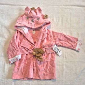 Baby Essentials size 0-9  months pink hooded bath robe, NEW